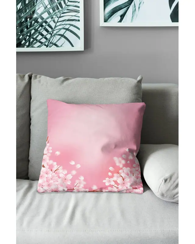 Double-Sided Printed Japon Sonbaharı Pattern Set of 3 Coordinated Suede Cushion Cover - 5