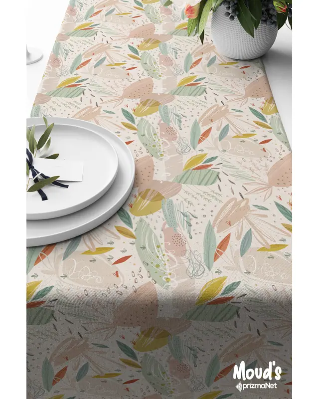 Xero Floral 2 Desenli Baskılı Süet Runner Masa Örtüsü - 3