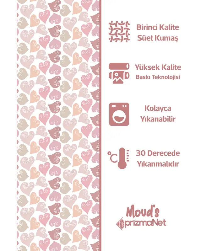 Colorful Hearts Patterned Printed Kids' and Baby Room Decorative Curtain - Set of 2 Panels - PRD-35 - 4