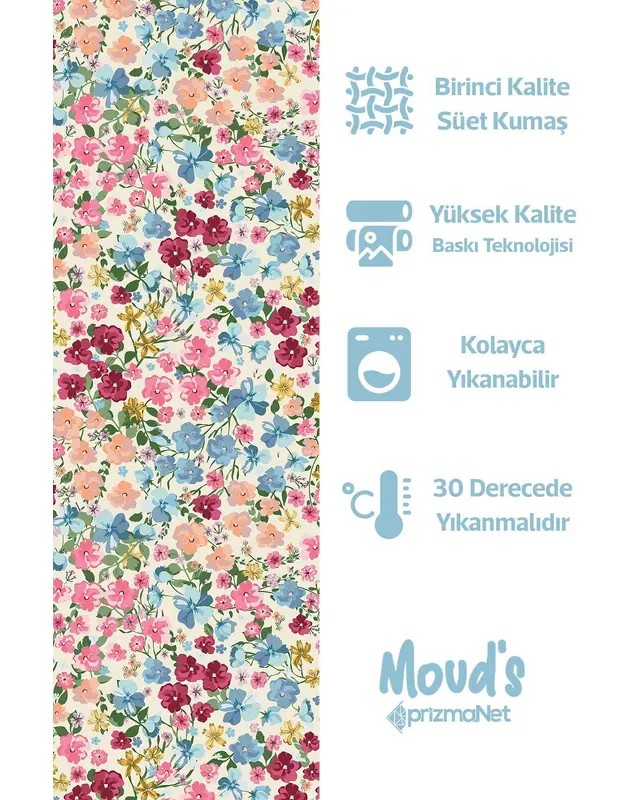 Colourful Pastel Flower Round Easy-Care Suede-Feel Tablecloth - MSY-14 - 2