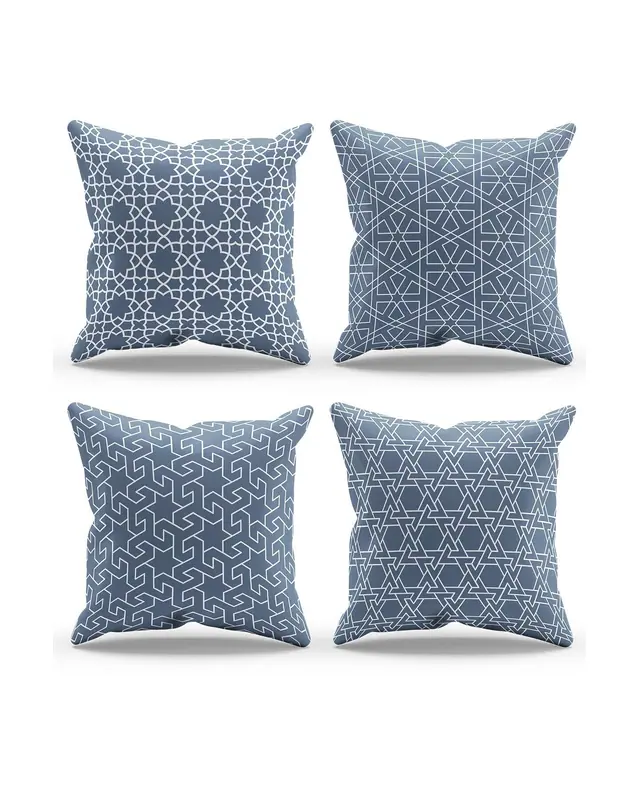 Double-Sided Printed Anatolia Culture Pattern Set of 4 Coordinated Suede Cushion Cover - 3