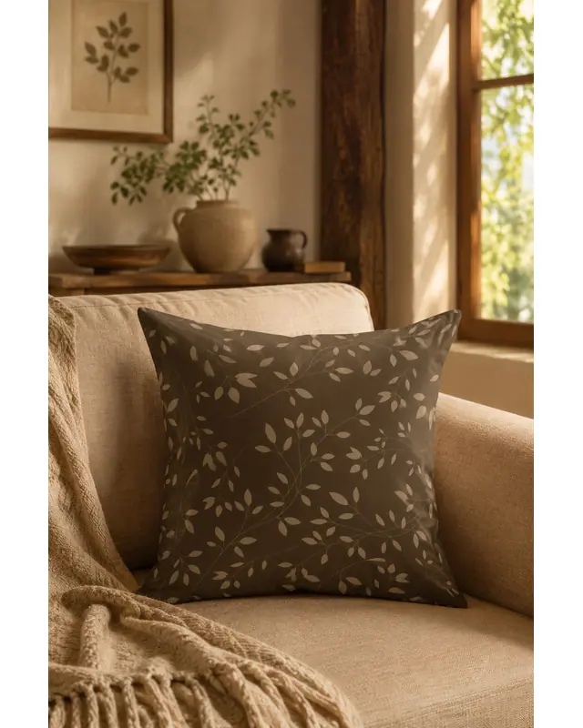 Double-Sided Printed Brown Sweet Home Series Pattern Set of 4 Coordinated Suede Cushion Cover - PLG203 - 4