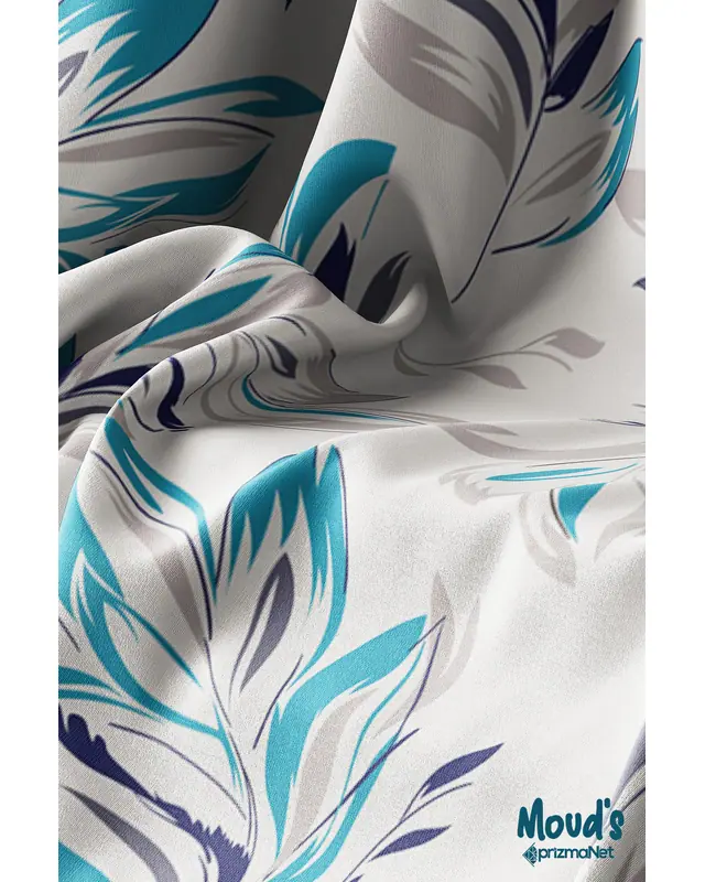 Blue Floral Pattern Printed Suede Table Runner - 4