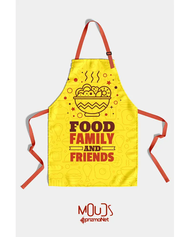 Suede Textured Fabric Family Food Dining Patterned Kitchen Apron, Chef Apron, Waiter Cover, Restaurant Apron - MTF-54 - 3