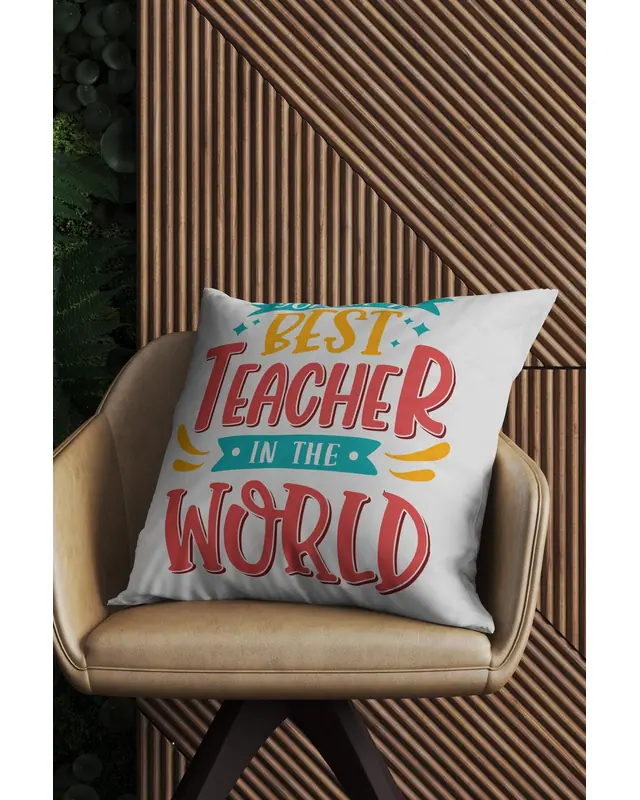 En Best Teacher Pattern Double-Sided Printed Suede Cushion Cover PL780 - 3