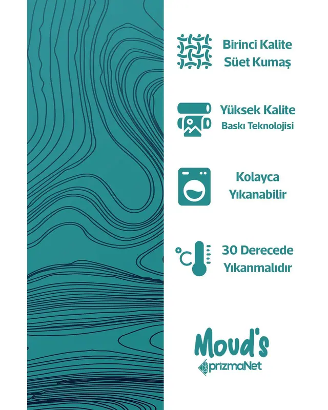 Turkuaz Dalga Desenli Yuvarlak Süet Dertsiz Masa Örtüsü - 2