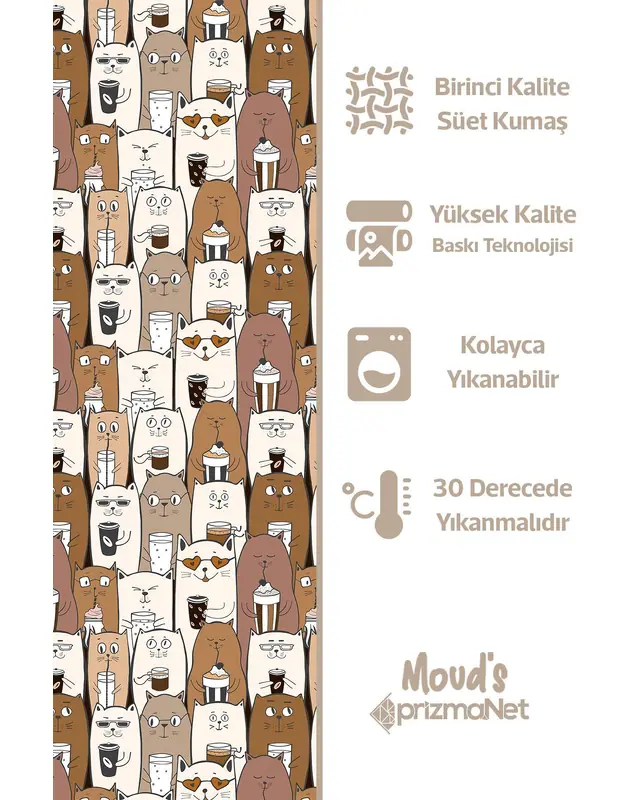 Elite Catcikler Patterned Decorative Curtain Kids' and Baby Room Printed Suede Pencil Pleat - Single Panel - PRD-12-TK - 5