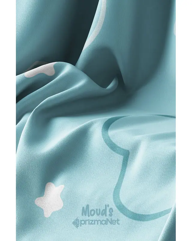Colorful Cloud Patterned Decorative Curtain Kids' and Baby Room Digital Printed Suede Pencil Pleat - Single Panel - PRD-14-TK - 7