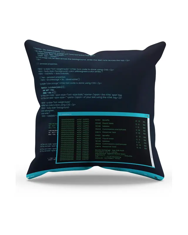 Coder Screen Pattern Double-Sided Printed Suede Cushion Cover
