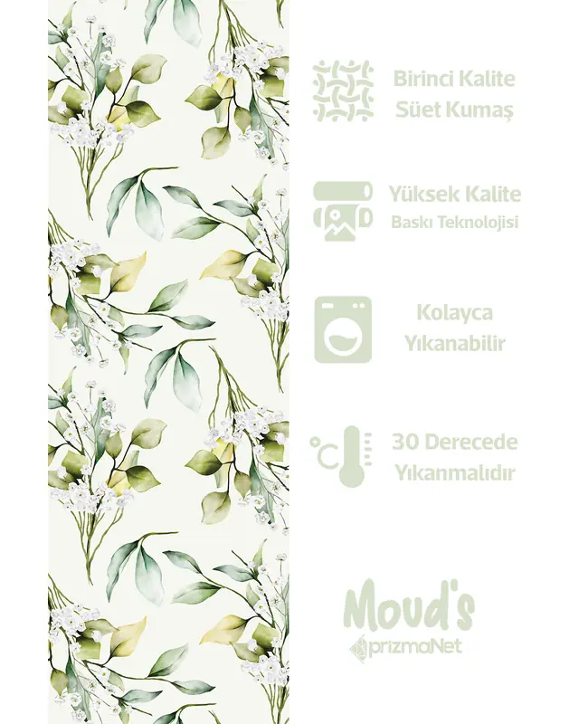 Green Flower Bouquet Round Easy-Care Suede-Feel Tablecloth - MSY-124 - 2