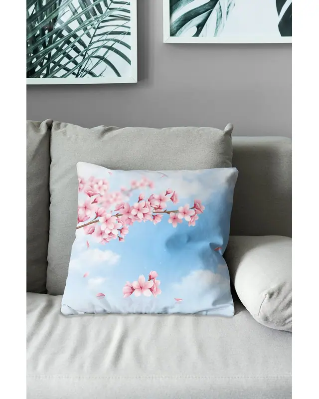 Double-Sided Printed Japon Sonbaharı Pattern Set of 3 Coordinated Suede Cushion Cover - 7