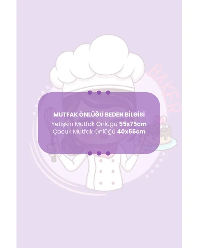 Anne Kız Pastacı Desenli Mutfak Önlüğü, Aşçı Önlüğü, Çocuk Önlüğü, Etkinlik Önlüğü - 3