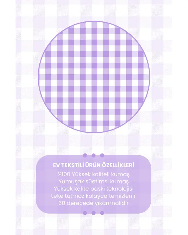 Purple Gingham Round Easy-Care Suede-Feel Tablecloth - MSY-3000-MOR - 6