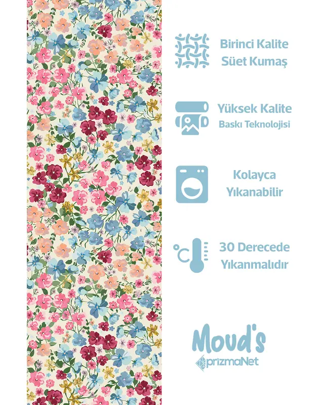 Colourful Pastel Floral Pattern Printed Suede Table Runner - 3