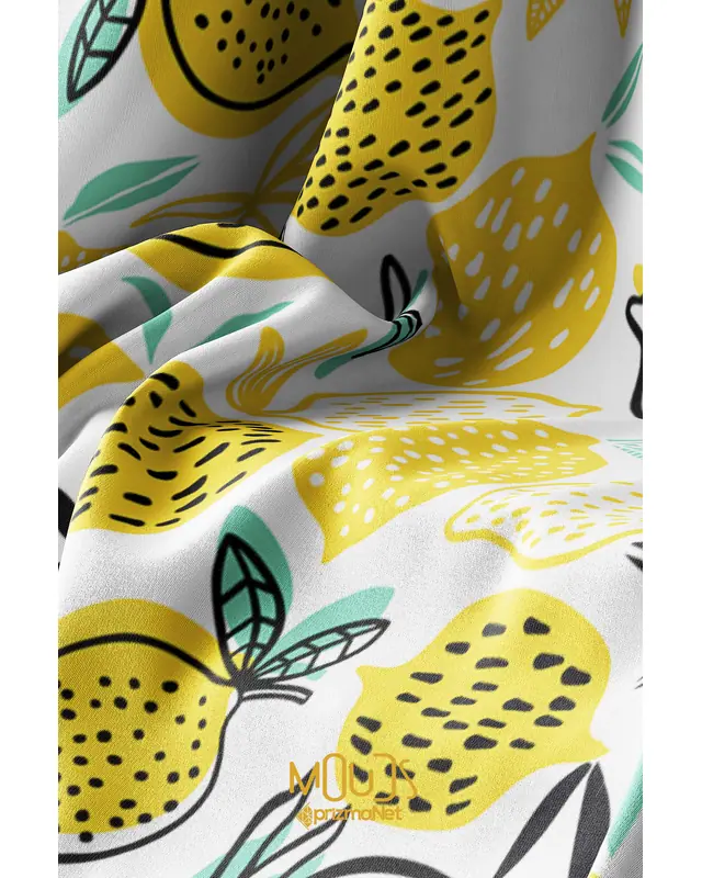 Suede Textured Fabric Lemon Patterned Kitchen Apron, Chef Apron, Waiter Apron, Restaurant Apron - MTF-23 - 5