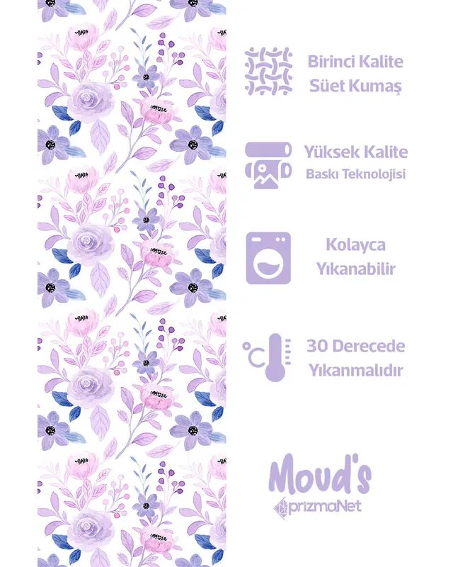 Light Lilac Flowers Round Easy-Care Suede-Feel Tablecloth - MSY-140 - 2