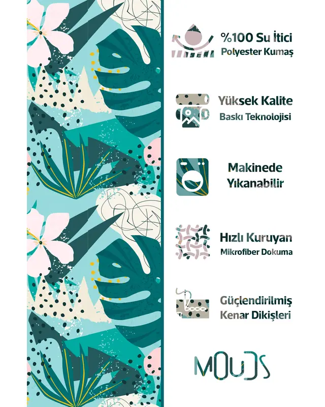 Shower Curtain, Large Floral Patterned Shower Curtain, Bathtub Curtain, Rings Included 175x200cm - BP-30 - 2