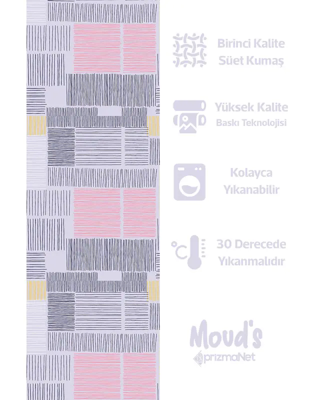 Lilac Striped Round Easy-Care Suede-Feel Tablecloth - MSY-47 - 2