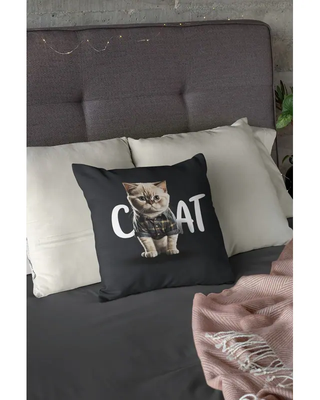 Black Cat Pattern Double-Sided Printed Suede Cushion Cover PL774 - 3