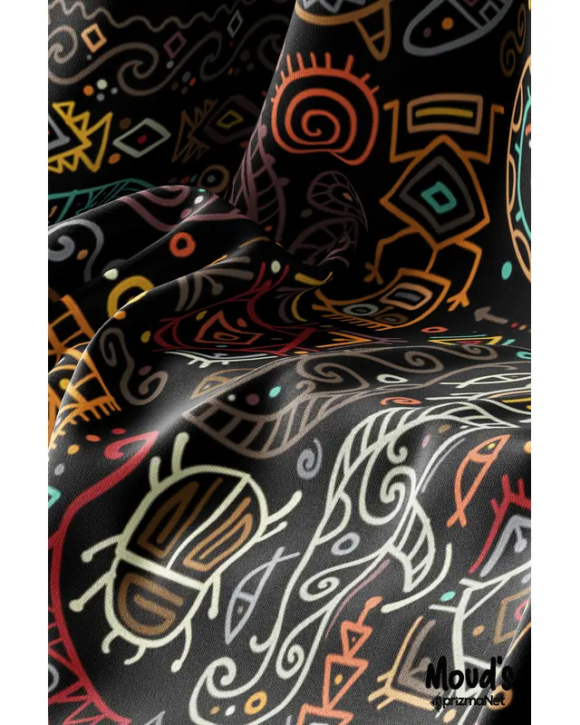 Hitit Figür 4 Pattern Printed Suede Table Runner - 4