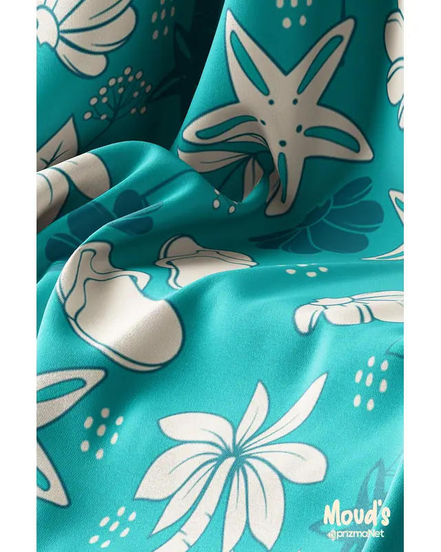 Blue Palm Trees Pattern Printed Suede Table Runner - 3