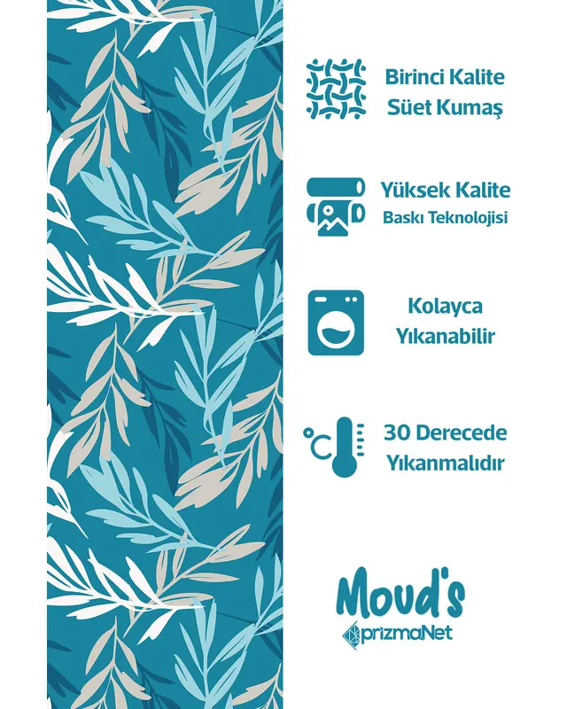 Nowon 2 Pattern Printed Suede Table Runner - 3