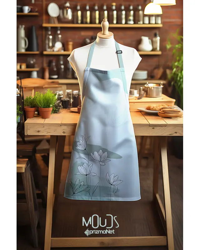 Süet Dokulu Kumaş Poppy Soft 1 Desenli Mutfak Önlüğü, Aşçı Önlüğü, Garson Önlüğü, Restoran Önlük