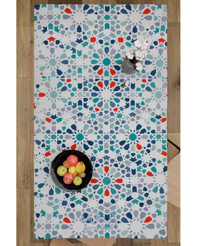 Ramadan Colourful Islamic Rectangular Easy-Care Suede-Feel Tablecloth - MS-250 - 7