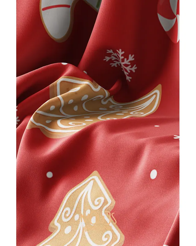 Red Christmas Cookies Rectangular Easy-Care Suede-Feel Tablecloth - MS-210 - 3