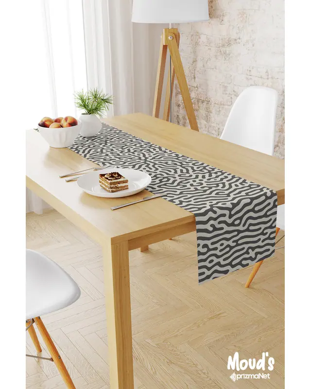 Alley 2 Desenli Baskılı Süet Runner Masa Örtüsü