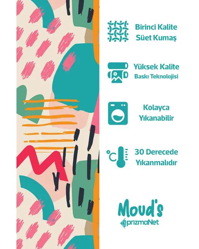 Artboard 1 Desenli Yuvarlak Süet Dertsiz Masa Örtüsü - 2