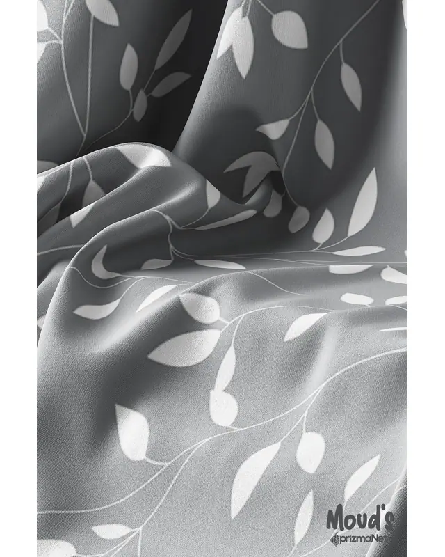 Grey Tree Dalları Pattern Printed Suede Table Runner - 4