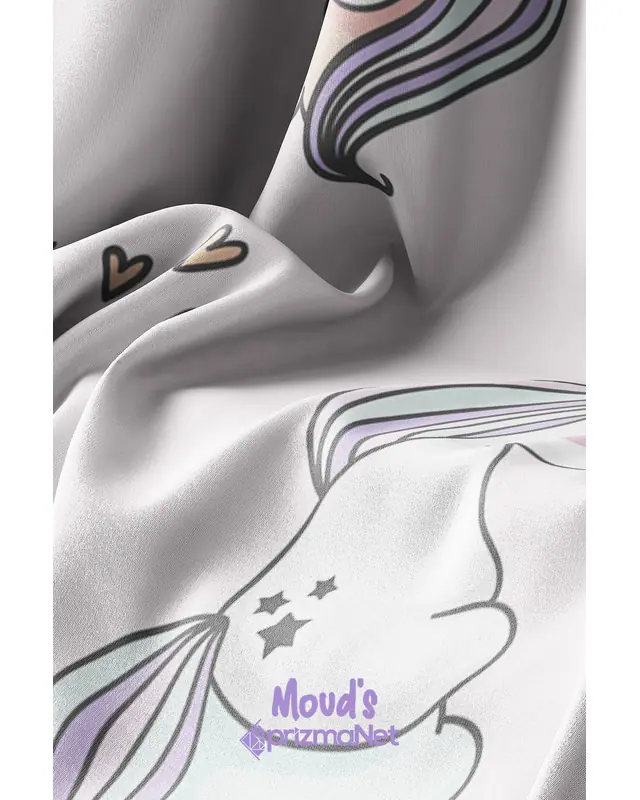 Sleeper Unicorn Patterned Printed Kids' and Baby Room Decorative Curtain - Set of 2 Panels - PRD-31 - 5