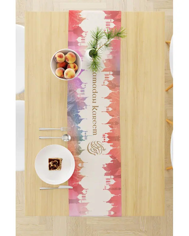 Ramadan Pattern 40X140 Table Runner, Easy-Care Suede Textured Runner, Stain-Resistant Runner - 2