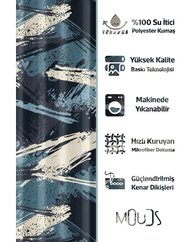 Banyo Perdesi, Fırça Desenli Duş Perdesi, Küvet Perdesi, Halka Hediyeli 175x200cm BP-24 - 2