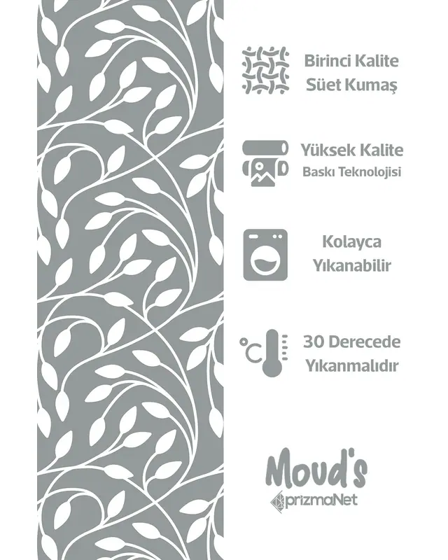 Grey Flora Series Pattern Printed Suede Table Runner - 3