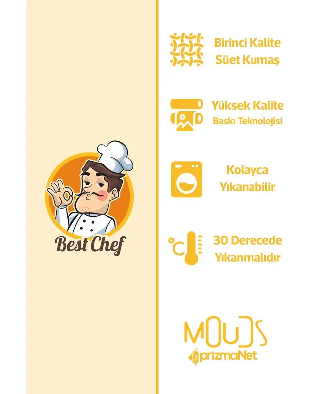 Suede Textured Fabric Best Chef Man Patterned Kitchen Apron, Chef Apron, Waiter Apron, Restaurant Apron - MTF-58 - 3