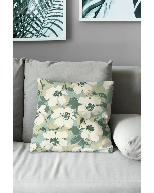 Green Floral-1 Pattern Double-Sided Printed Suede Cushion Cover - 3