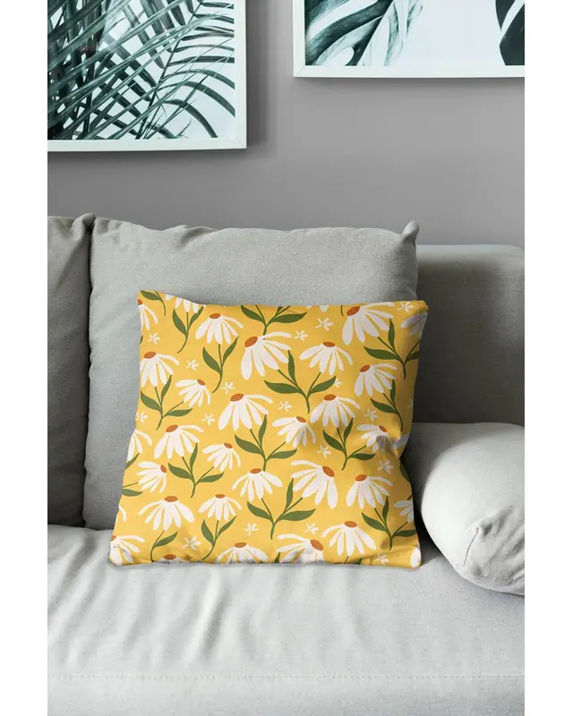 Camomile-3 Pattern Double-Sided Printed Suede Cushion Cover - 3