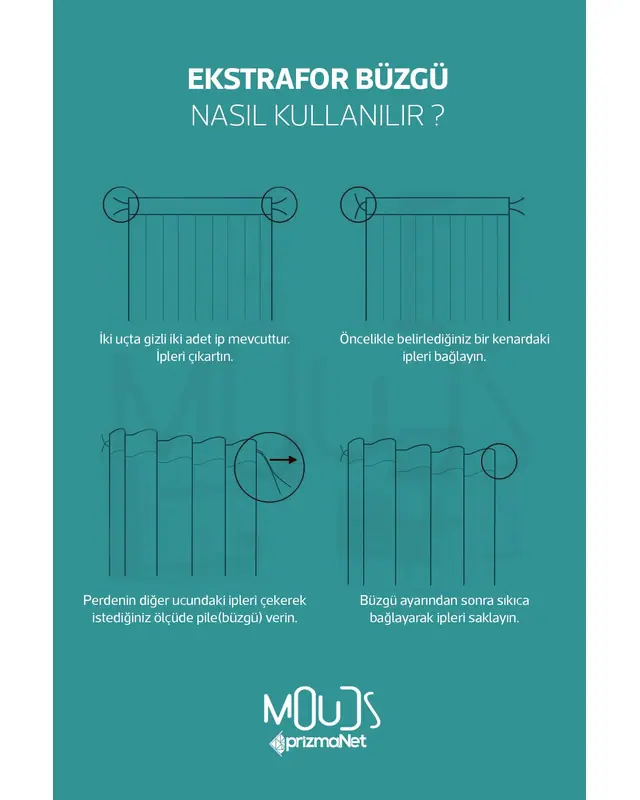 Mavi Müzik Desenli Fon Perde Genç Odası Oturma Odası Süet Dijital Baskılı Ekstrafor Büzgü TEK KANAT - 4