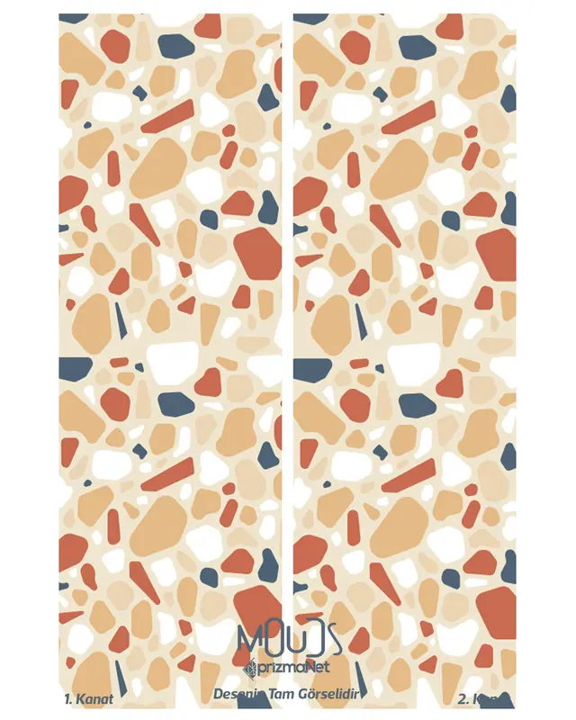 West Stone Patterned Suede Living Room Decorative Curtain Printed Pencil Pleat Body - Set of 2 Panels - PRD-1082 - 3