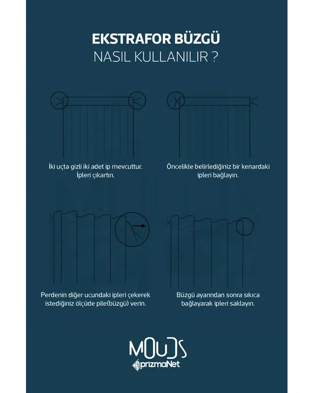 Anatolia 6 Desenli Süet Oturma Odası Salon Fon Perde Baskılı Ekstrafor Büzgü 2 Kanat PRD-1014 - 5