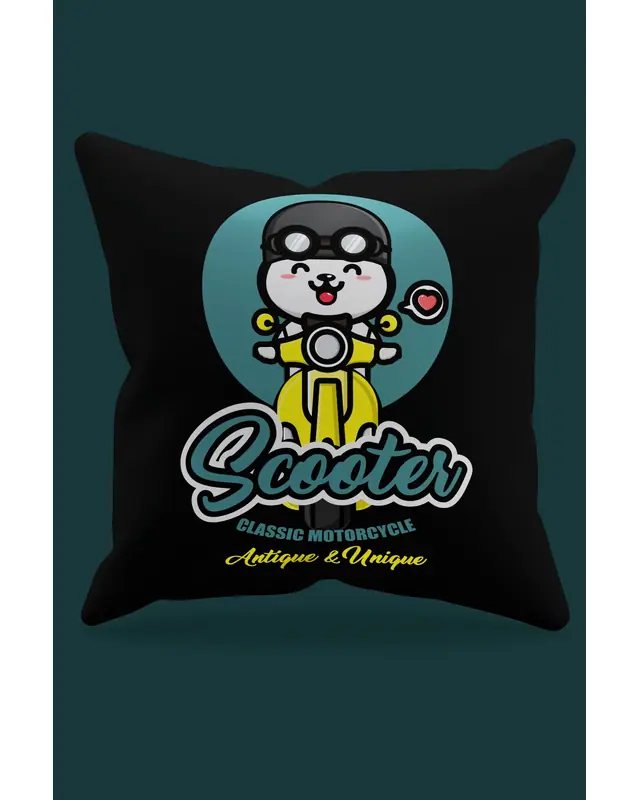 Scooter Cat-1 Pattern Double-Sided Printed Suede Cushion Cover PL799 - 2