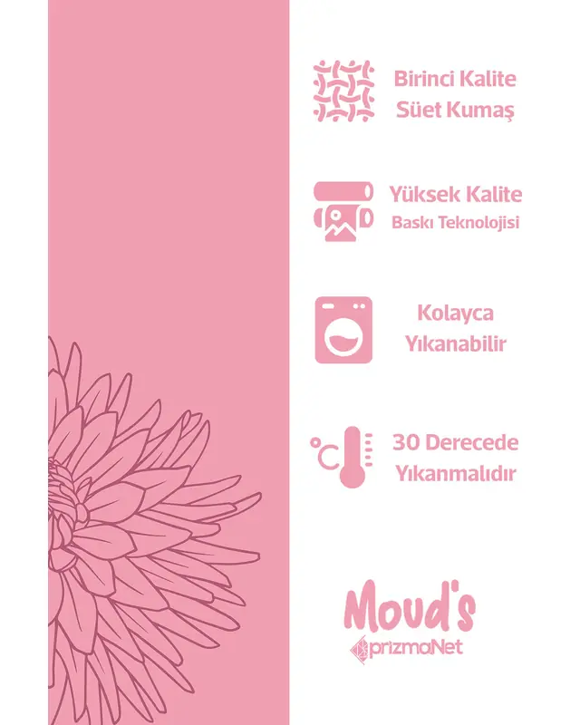 Pembe Pastel Çizgi Desenli Yuvarlak Süet Dertsiz Masa Örtüsü - 2