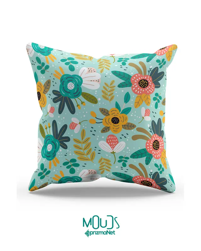 Yellow&Green Bahar Pattern Double-Sided Printed Single Cushion Cover - 2
