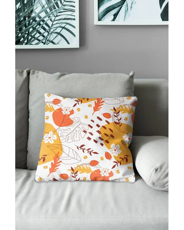 2'li Autumn Series-2 Pattern Double-Sided Printed Suede Cushion Cover Set - 4