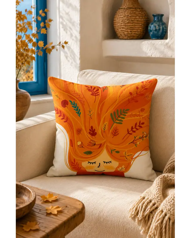Mouds Set of 4 Sonbahar Ormanı Pattern Decorative Cushion Cover Set 43x43 cm - 5
