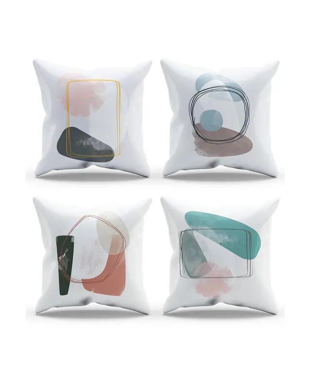 Double-Sided Printed Soft Stone Pattern Set of 4 Coordinated Suede Cushion Cover - 3