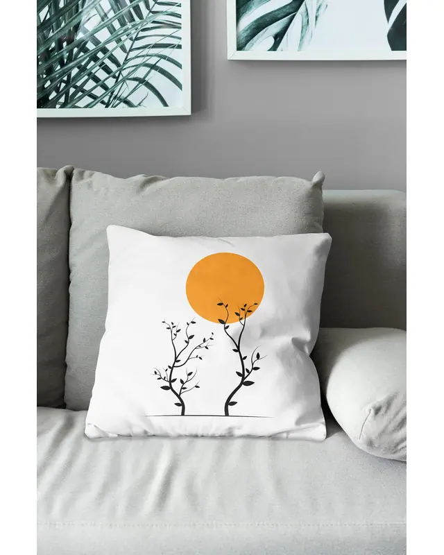 2'li Japanese Sun Pattern Double-Sided Printed Suede Cushion Cover Set - 4