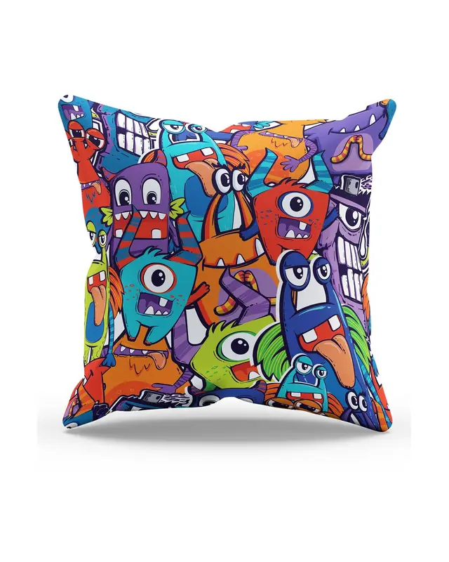 Monster Pattern Double-Sided Printed Suede Cushion Cover